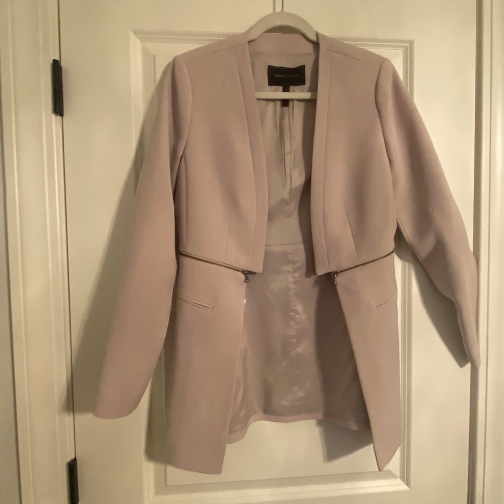 BCBG Beige Zip Waist Blazer